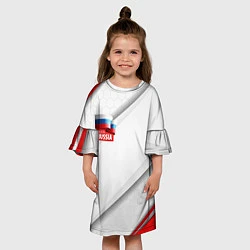 Платье клеш для девочки Red & white флаг России, цвет: 3D-принт — фото 2