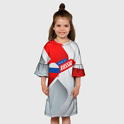 Платье клеш для девочки Welcome to Russia red & white, цвет: 3D-принт — фото 2