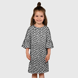 Платье клеш для девочки Череп со зрачками, цвет: 3D-принт — фото 2