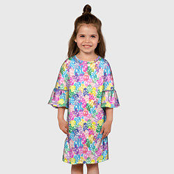 Платье клеш для девочки Череп и сердца, цвет: 3D-принт — фото 2