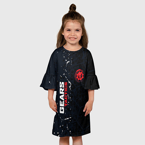 Детское платье Gears of War красно-белой лого на темном фоне / 3D-принт – фото 3