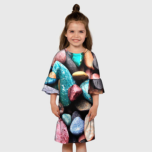 Детское платье Камни разноцветные / 3D-принт – фото 3