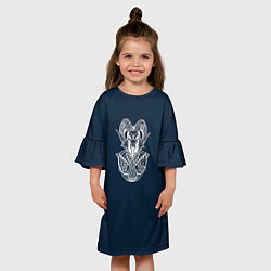 Платье клеш для девочки Баран Art Череп, цвет: 3D-принт — фото 2