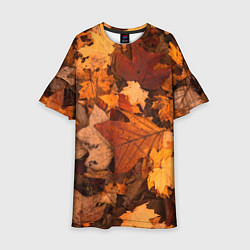 Платье клеш для девочки Опавшие листья, цвет: 3D-принт