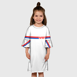 Платье клеш для девочки Nasa - полосы, цвет: 3D-принт — фото 2