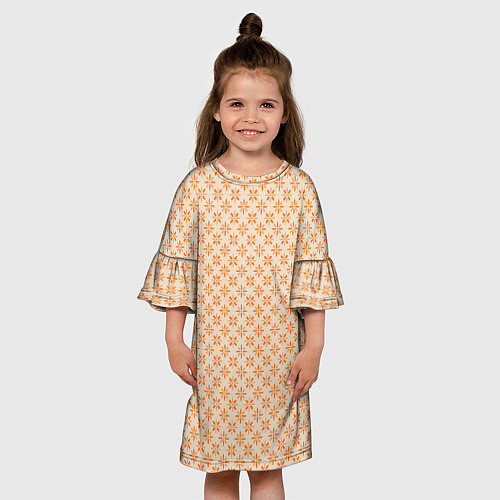 Детское платье Оранжевые геометрические цветы / 3D-принт – фото 3