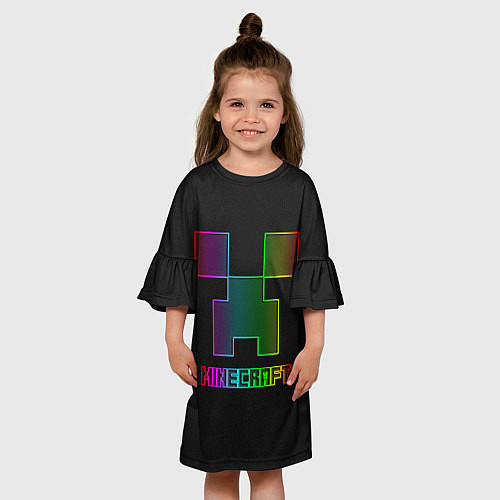 Детское платье Minecraft logo neon / 3D-принт – фото 3