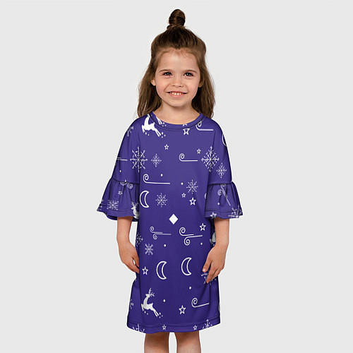 Детское платье Новый год олени, снежинки, ветер / 3D-принт – фото 3