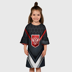 Платье клеш для девочки Красный герб России, цвет: 3D-принт — фото 2