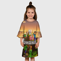 Платье клеш для девочки Диана Minecraft, цвет: 3D-принт — фото 2