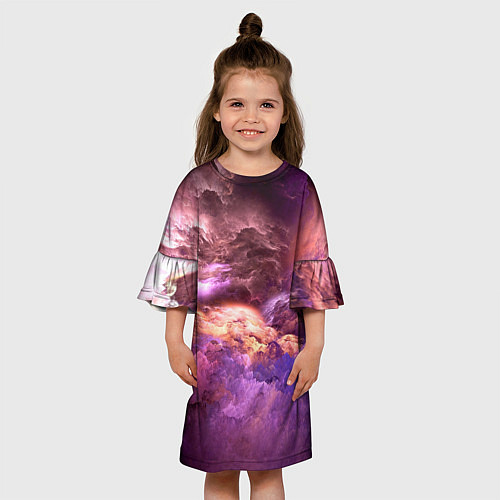 Детское платье Необычное фиолетовое облако / 3D-принт – фото 3