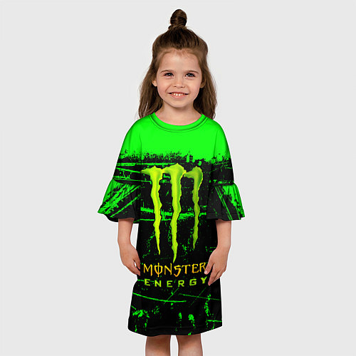 Детское платье Monster energy green neon / 3D-принт – фото 3