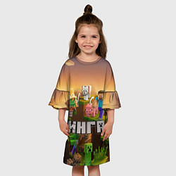 Платье клеш для девочки Инга Minecraft, цвет: 3D-принт — фото 2