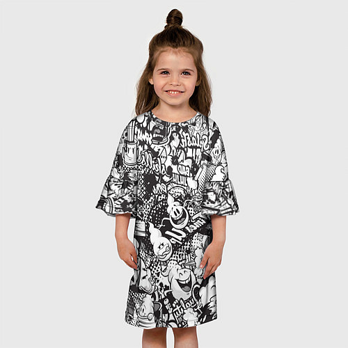 Детское платье Граффити на белом фоне / 3D-принт – фото 3