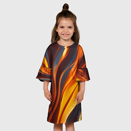 Детское платье Плавные огненные узоры / 3D-принт – фото 3