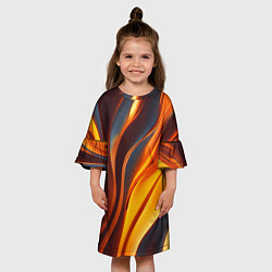 Платье клеш для девочки Плавные огненные узоры, цвет: 3D-принт — фото 2