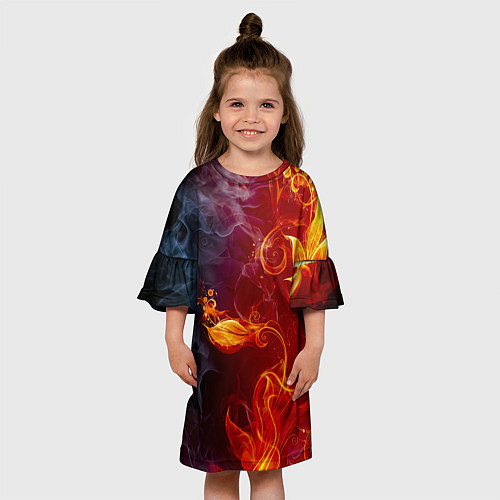 Детское платье Огненный цветок с дымом / 3D-принт – фото 3