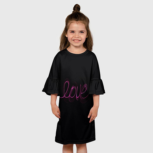 Детское платье Надпись любовь на черном фоне / 3D-принт – фото 3