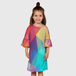Платье клеш для девочки Нежный разноцветный фон, цвет: 3D-принт — фото 2