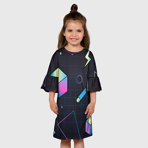 Детское платье Геометрические фигуры на темном фоне / 3D-принт – фото 3