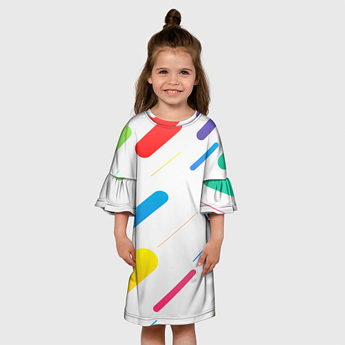Детское платье Разноцветные круги и полосы / 3D-принт – фото 3