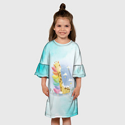 Платье клеш для девочки Жираф спит, цвет: 3D-принт — фото 2