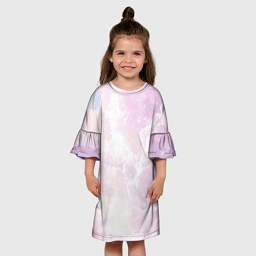 Детское платье Розовые облака на голубом небе / 3D-принт – фото 3