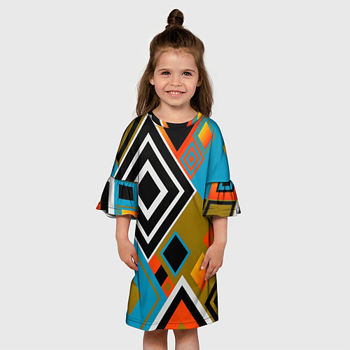 Детское платье Фон из разноцветных квадратов / 3D-принт – фото 3