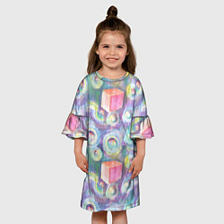 Платье клеш для девочки Будь кубиком среди пузырей, цвет: 3D-принт — фото 2