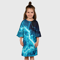 Платье клеш для девочки Голубая облачность, цвет: 3D-принт — фото 2