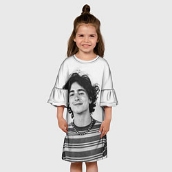 Платье клеш для девочки Timothee Chalamet black white photo, цвет: 3D-принт — фото 2