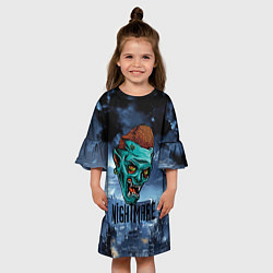 Платье клеш для девочки Ночной кошмар - Horror face, цвет: 3D-принт — фото 2
