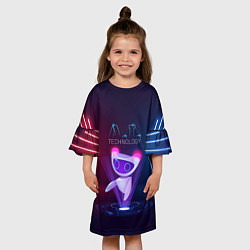 Платье клеш для девочки Искусственный интеллект AI technology неоновый све, цвет: 3D-принт — фото 2