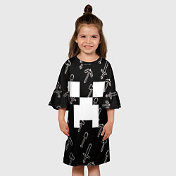 Платье клеш для девочки Майкрафт паттерн - Криппер, цвет: 3D-принт — фото 2
