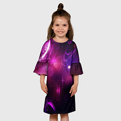 Платье клеш для девочки Фиолетовые неоновые блики, цвет: 3D-принт — фото 2