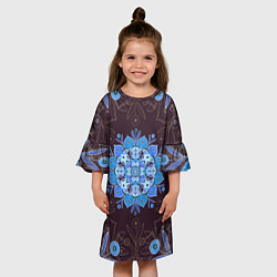 Платье клеш для девочки Мандала-цветок Голубая снежинка, цвет: 3D-принт — фото 2