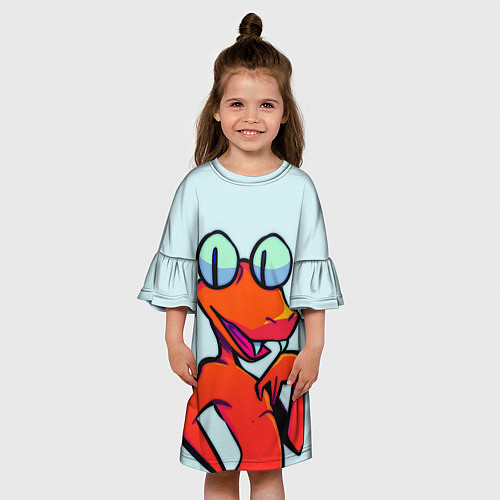 Детское платье Оранжевый - Радужные друзья / 3D-принт – фото 3