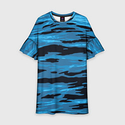 Платье клеш для девочки Волны Камуфляж, цвет: 3D-принт