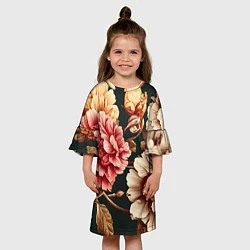 Платье клеш для девочки Цветы в стиле рококо, цвет: 3D-принт — фото 2