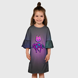 Платье клеш для девочки Stray logo neon, цвет: 3D-принт — фото 2