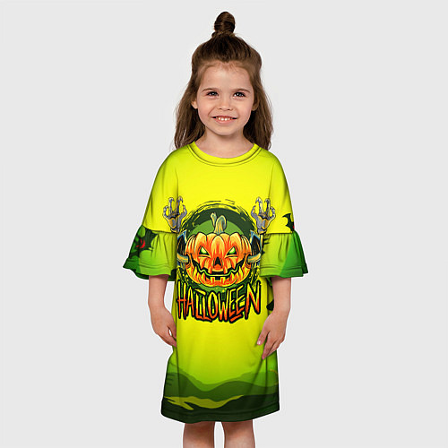 Детское платье Тыква - зомби хэллоуин / 3D-принт – фото 3
