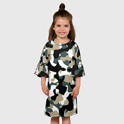 Платье клеш для девочки Камуфляж Snow - Trees - Shrubs, цвет: 3D-принт — фото 2