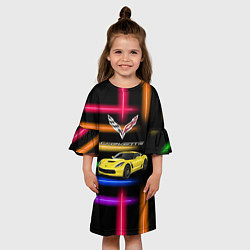 Платье клеш для девочки Chevrolet Corvette - гоночная команда - Motorsport, цвет: 3D-принт — фото 2