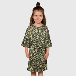 Платье клеш для девочки Камуфляж Woodland мелкий, цвет: 3D-принт — фото 2