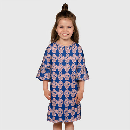 Детское платье След собаки на синем фоне / 3D-принт – фото 3