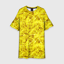 Платье клеш для девочки Жёлтый лёд - текстура, цвет: 3D-принт