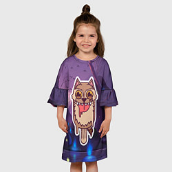 Платье клеш для девочки Мороженое оборотень, цвет: 3D-принт — фото 2