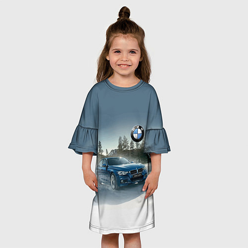 Детское платье Крутая бэха мчится по лесной дороге / 3D-принт – фото 3