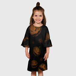Платье клеш для девочки Парящие тыквы Джека, цвет: 3D-принт — фото 2