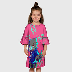 Платье клеш для девочки Кроу из Бравл Старс, цвет: 3D-принт — фото 2